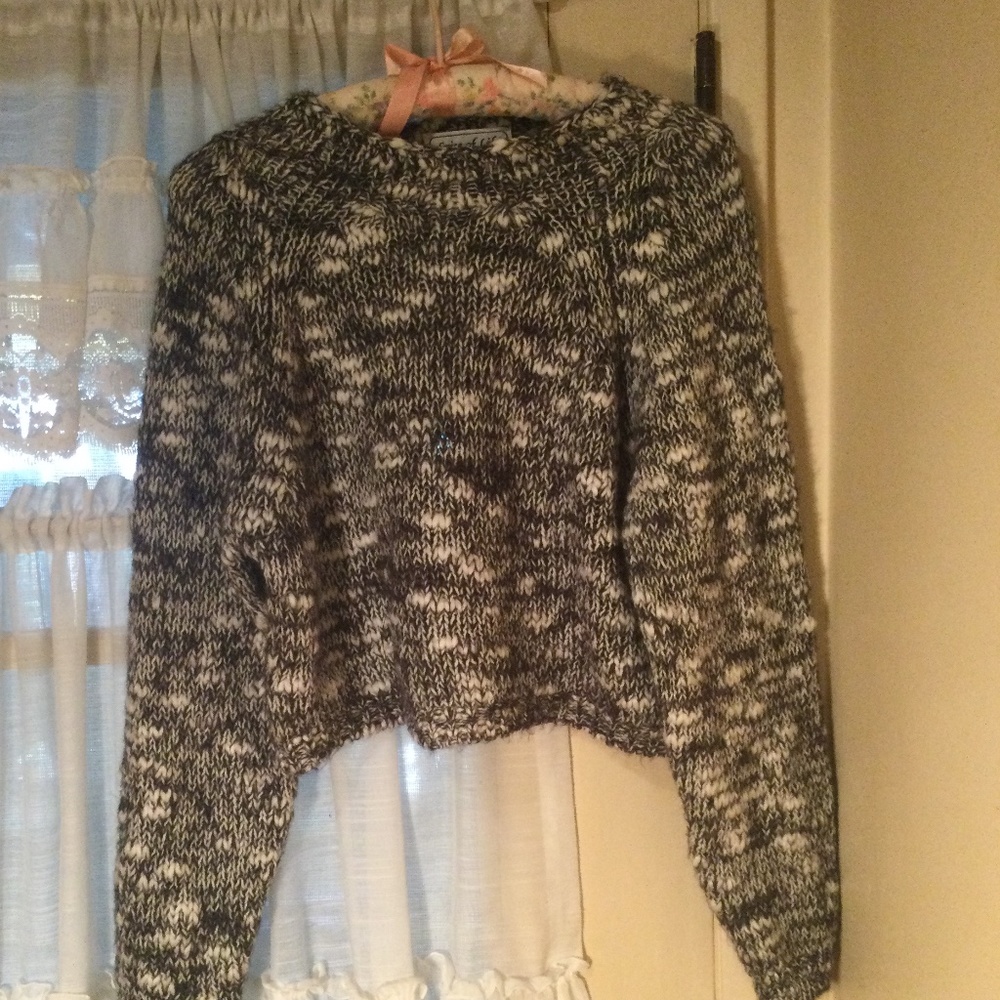 ⭐️ Spice of Life Grey and White Speckled Crop long Sleeve Sweeter